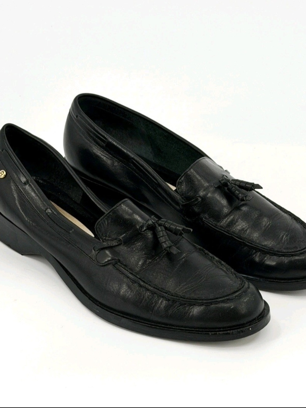 Etienne Aigner Black Leather Tassel Loafers Size 8